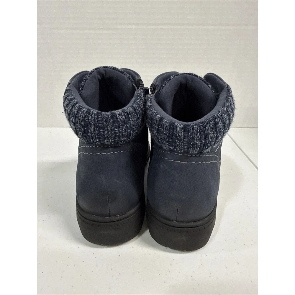 Clarks Carleigh Jade Womens Navy Leather Zip Up Ankle Boots Booties Sz 6.5